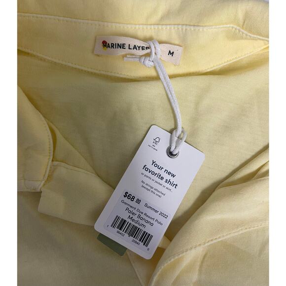 Marine Layer Men's Garment Dye Resort Polo Paler Banana Size medium - Picture 2 of 8